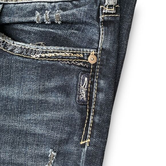 Silver SUKI SKINNY Distressed Destroyed Darker Wash Jeans Women’s W 36 L 29 - Picture 9 of 14